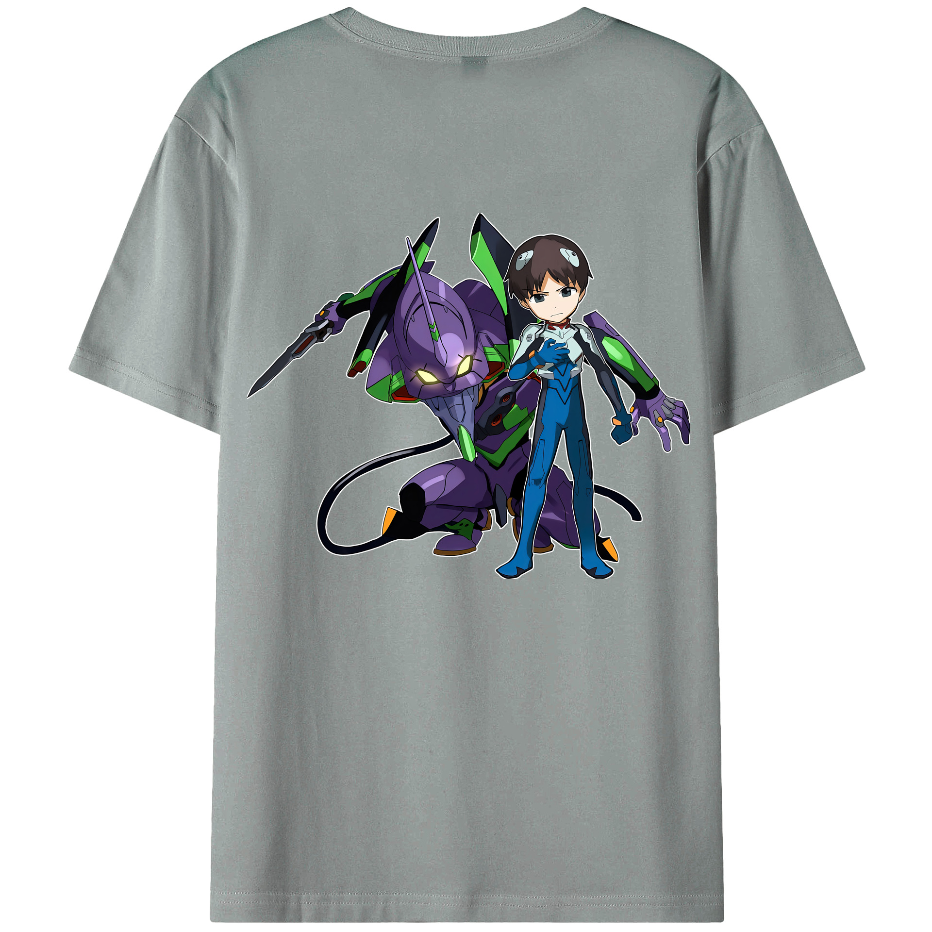 （画像用） EVA 新世紀エヴァンゲリオン 綿100％ メンズ半袖Tシャツ（バックプリント） 通気性